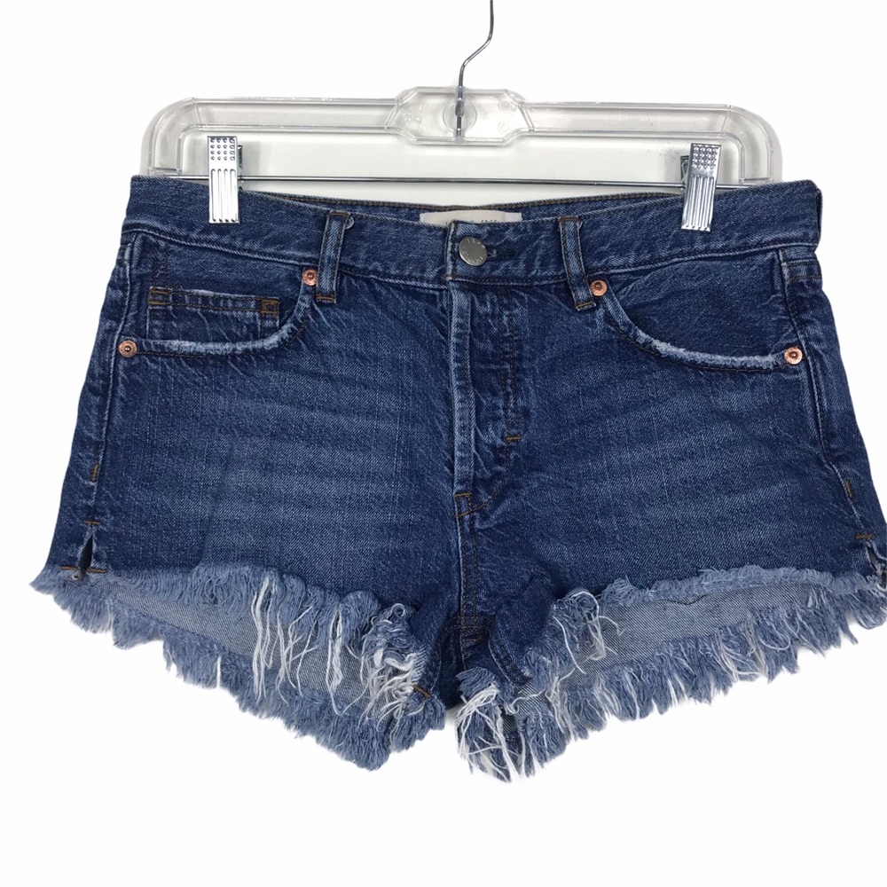 Free People Mid Rise Cut Off Denim Jean Shorts